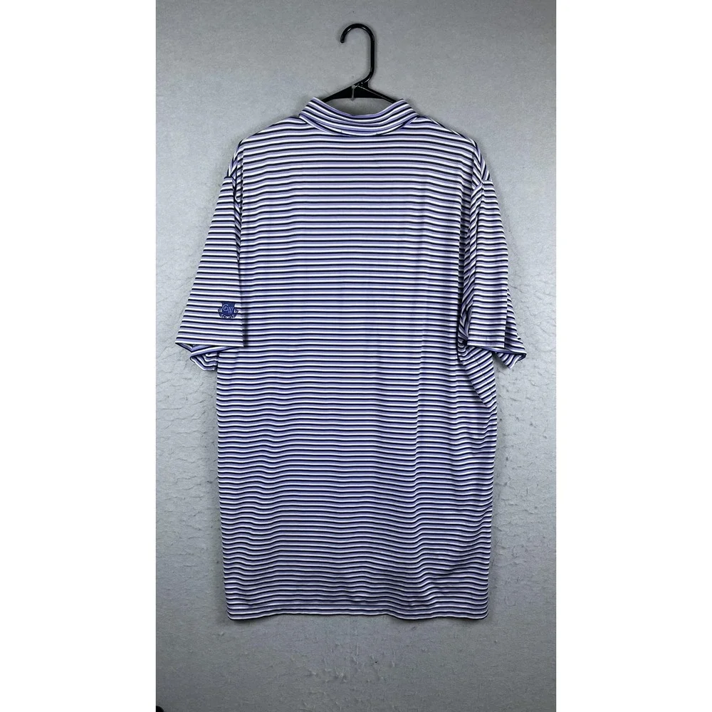 RLX Ralph Lauren‎ Polo Shirt Mens XL Blue White Stripe Golf Performance Stretch
